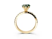 Open Basket Engagement Ring Setting for Fancy Green Heart-Shaped Center with Pave Band and Prong Head in Yellow Gold