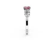 Cluster Engagement Ring Setting for Fancy Pink Cushion Cut Center with 2-Row Shoulder Clusters and Prong Head in Sterling Silver