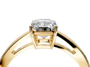 Solitaire Engagement Ring Setting for Emerald Cut Center with Open Cathedral Shoulders and Prong Head in Yellow Gold