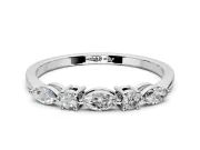 Marquise and Round Cut Lab-Grown Diamond 5 Stone Half Eternity Wedding Band with Prong Setting in Sterling Silver