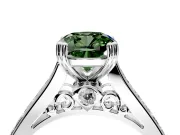 Solitaire Engagement Ring Setting for Fancy Green Cushion Cut Center with Channel Band and Double Claw Prong Head in Sterling Silver