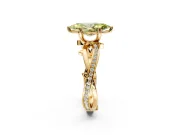 Solitaire Engagement Ring Setting for Fancy Yellow Marquise Center with Pave and Plain Crossover Band and Prong Head in Yellow Gold