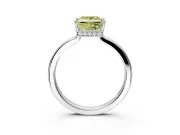 Hidden Halo Engagement Ring Setting for Fancy Yellow Princess Cut Center with Wide Flat Plain Band and Prong Head in Platinum
