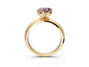 Solitaire Engagement Ring Setting for Fancy Pink Heart-Shaped Center with Wide Knife Ridge Band and Prong Head in Yellow Gold