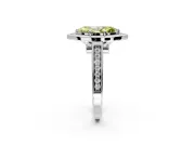 Halo Engagement Ring Setting for Fancy Yellow Marquise Center with Outer Bezel Rim, Pave Band and Prong Head in Platinum