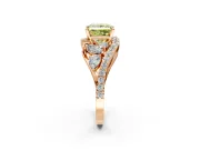 Halo Engagement Ring Setting for Fancy Yellow Princess Cut Center with Marquise and Pave Bypass Band and Prong Head in Rose Gold
