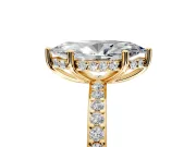 Solitaire Engagement Ring Setting for Marquise Center with Fine Pave Band and Prong Head in Yellow Gold