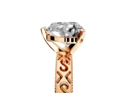 Solitaire Engagement Ring Setting for Heart-Shaped Center with Scrollwork Band and Prong Head in Rose Gold
