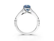 Solitaire Engagement Ring Setting for Fancy Blue Radiant Cut Center with Pave Split Shank and Prong Head in White Gold