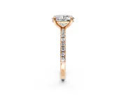 Solitaire Engagement Ring Setting for Oval Center with Fine Pave Narrow Band and Prong Head in Rose Gold
