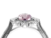 Milgrain Halo Engagement Ring Setting for Fancy Pink Pear-Shaped Center with Bezel Point Accents and Prong Head in Platinum