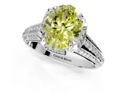 Solitaire Engagement Ring Setting for Fancy Yellow Oval Center with Accented Split Shank and Prong Head in Platinum