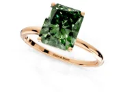 Solitaire Engagement Ring Setting for Fancy Green Radiant Cut Center with Straight Thin Band and Prong Head in Rose Gold