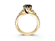 Solitaire Engagement Ring Setting for Fancy Black Heart-Shaped Center with Graduated Shared Prongs and Prong Head in Yellow Gold
