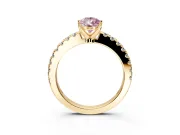 Solitaire Engagement Ring Setting for Fancy Pink Pear-Shaped Center with Single Row Accent Band and Prong Head in Yellow Gold