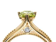 Solitaire Engagement Ring Setting for Fancy Yellow Emerald Cut Center with Milgrain Cathedral Band and Prong Head in Yellow Gold