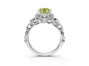 Solitaire Engagement Ring Setting for Fancy Yellow Round Cut Center with Filigree Band and Prong Head in Platinum