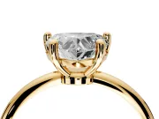 Minimalist Solitaire Engagement Ring Setting for Heart-Shaped Center with Thin Band and Prong Head in Yellow Gold
