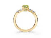 5 Stone Engagement Ring Setting for Fancy Yellow Radiant Cut Center with Plain Band and Prong Head in Yellow Gold