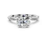 Solitaire Engagement Ring Setting for Round Cut Center with Twist Band and Bead Prong Head in Sterling Silver