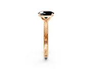 Solitaire Engagement Ring Setting for Fancy Black Oval Center with Engraved Milgrain Band and Prong Head in Rose Gold
