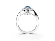 Bezel-Framed Halo Engagement Ring Setting for Fancy Blue Marquise Center with Pave Band and Prong Head in Sterling Silver