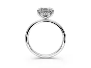 Hidden Halo Engagement Ring Setting for Asscher Cut Center with Thin Round-Wire Band and Prong Head in Platinum