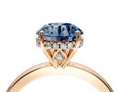 Solitaire Engagement Ring Setting for Fancy Blue Round Cut Center with Fine Wire Band and Prong Head in Rose Gold