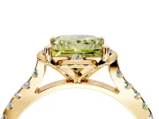 Floral Engagement Ring Setting for Fancy Yellow Princess Cut Center with Pave Band and Floral Prong Head in Yellow Gold