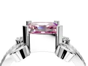 Solitaire Engagement Ring Setting for Fancy Pink Asscher Cut Center with Twisted Band and Scroll Prong Head in Sterling Silver