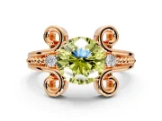 Solitaire Engagement Ring Setting for Fancy Yellow Round Cut Center with Twisted Band and Scroll Prong Head in Rose Gold