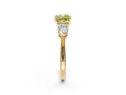 3 Stone Engagement Ring Setting for Fancy Yellow Cushion Cut Center with Large Pear-Shaped Accents and Prong Head in Yellow Gold