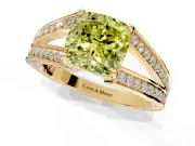 Split Shank Engagement Ring Setting for Fancy Yellow Cushion Cut Center with Pave Split Shank and Prong Head in Yellow Gold