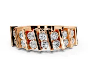 Round Cut Lab-Grown Diamond Two-Row Channel-Set Anniversary Wedding Band with Vertical Prongs in Rose Gold