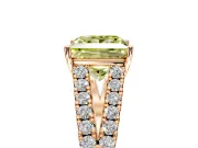 Solitaire Engagement Ring Setting for Fancy Yellow Princess Cut Center with Pave Split Shank and Prong Head in Rose Gold