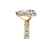 Hidden Halo Engagement Ring Setting for Pear-Shaped Center with Pave Band and Prong Head in Yellow Gold