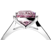 Solitaire Engagement Ring Setting for Fancy Pink Princess Cut Center with Tapered Shoulders and Prong Head in Platinum