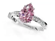 Side Accent Engagement Ring Setting for Fancy Pink Pear-Shaped Center with Accent Shoulders and Prong Head in White Gold