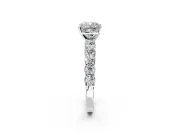 Shared-Prong Engagement Ring Setting for Cushion Cut Center with Graduated Accents and Prong Head in Sterling Silver