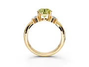 Solitaire Engagement Ring Setting for Fancy Yellow Round Cut Center with Grooved Bar Accent Band and Prong Head in Yellow Gold