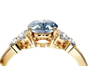 Solitaire Engagement Ring Setting for Fancy Blue Oval Center with Marquise Flower Shoulders and Prong Head in Yellow Gold