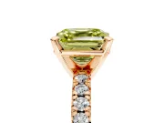 Solitaire Engagement Ring Setting for Fancy Yellow Asscher Cut Center with Large Accents and Prong Head in Rose Gold