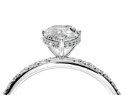 Hidden Halo Engagement Ring Setting for Pear-Shaped Center with Pave Band and Prong Head in Platinum