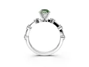 Solitaire Engagement Ring Setting for Fancy Green Marquise Center with Bezel Station Band and Prong Head in White Gold