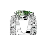 Solitaire Engagement Ring Setting for Fancy Green Pear-Shaped Center with Wide-Open Split Shank and Prong Head in Platinum
