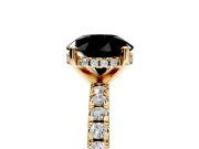 Solitaire Engagement Ring Setting for Fancy Black Round Cut Center with Band of Accents and Prong Head in Yellow Gold