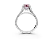 Solitaire Engagement Ring Setting for Fancy Pink Round Cut Center with Accented Split Shank and Prong Head in Sterling Silver