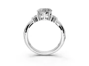 Solitaire Engagement Ring Setting for Heart-Shaped Center with Grooved Bar Accent Band and Prong Head in Platinum