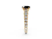Solitaire Engagement Ring Setting for Fancy Black Oval Center with Pave Cathedral Shoulders and Prong Head in Yellow Gold