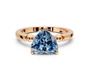 Solitaire Engagement Ring Setting for Fancy Blue Heart-Shaped Center with Beaded Shoulders and Prong Head in Rose Gold